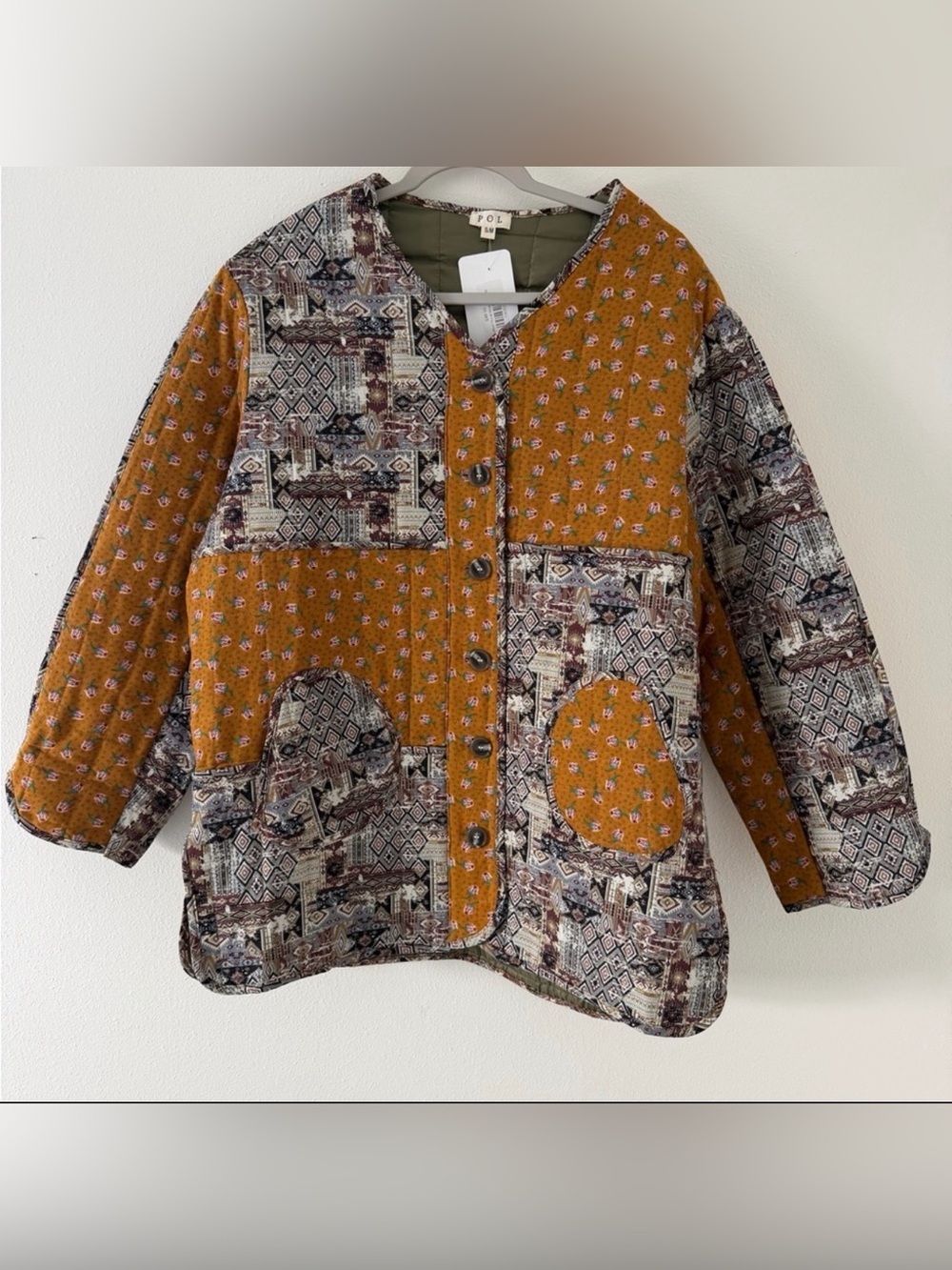✨NWT- POL Quilted Floral Patchwork Color Block Shacket size s/m